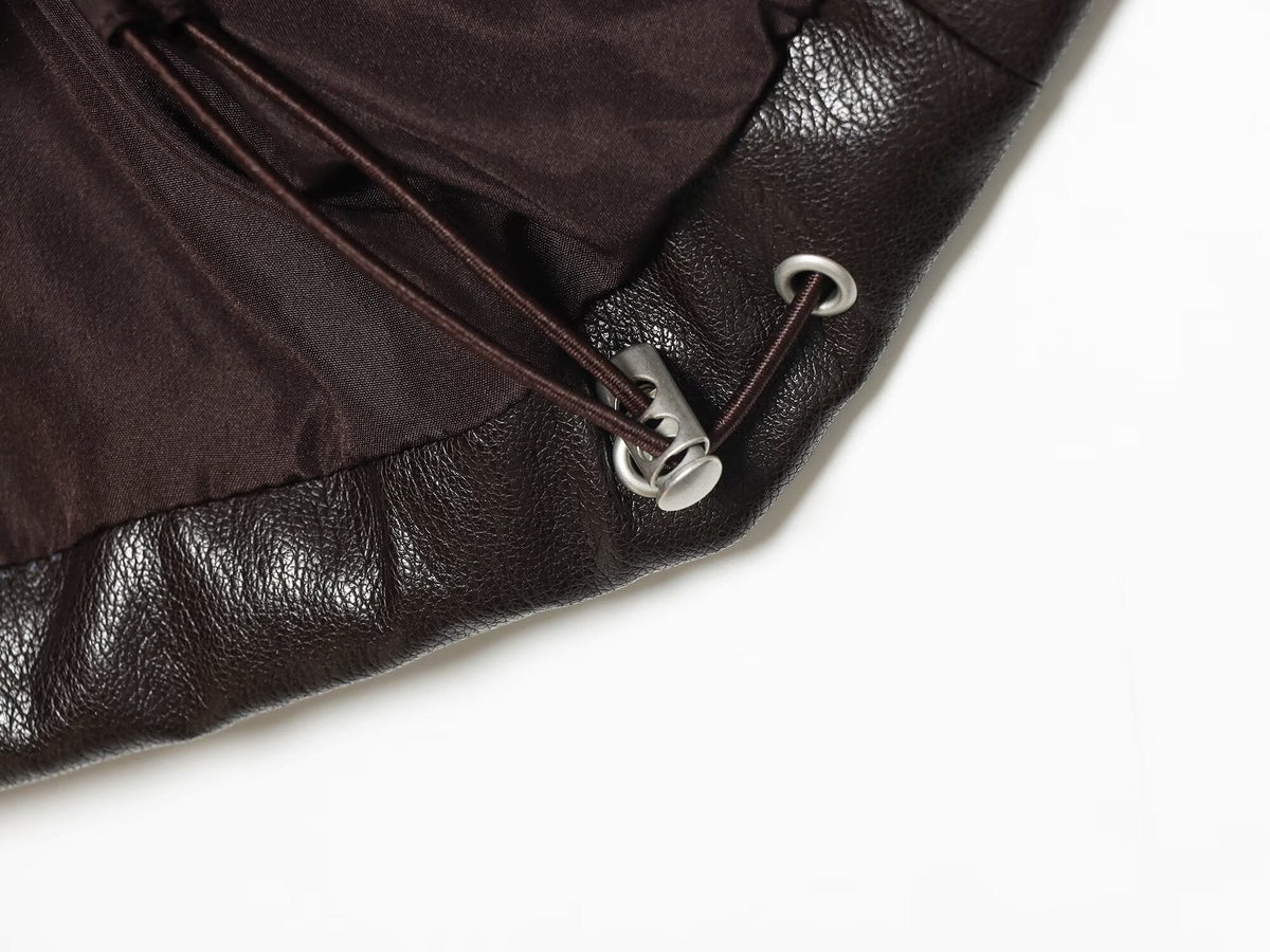 Women's leather effect pleated jacket