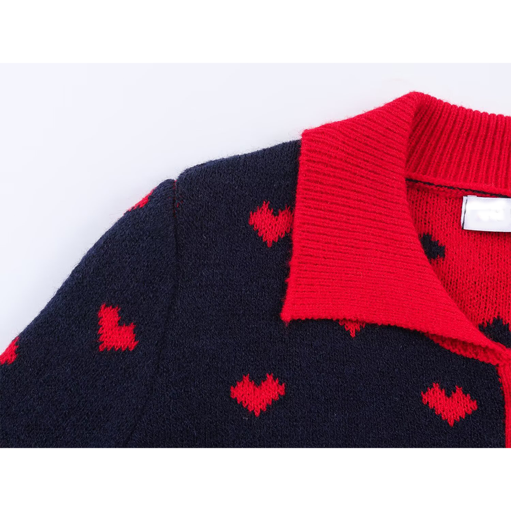 Women's short heart-shaped jacquard knitted Coat