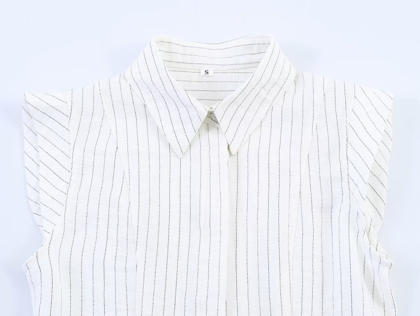 Women's linen blend sleeveless striped shirt