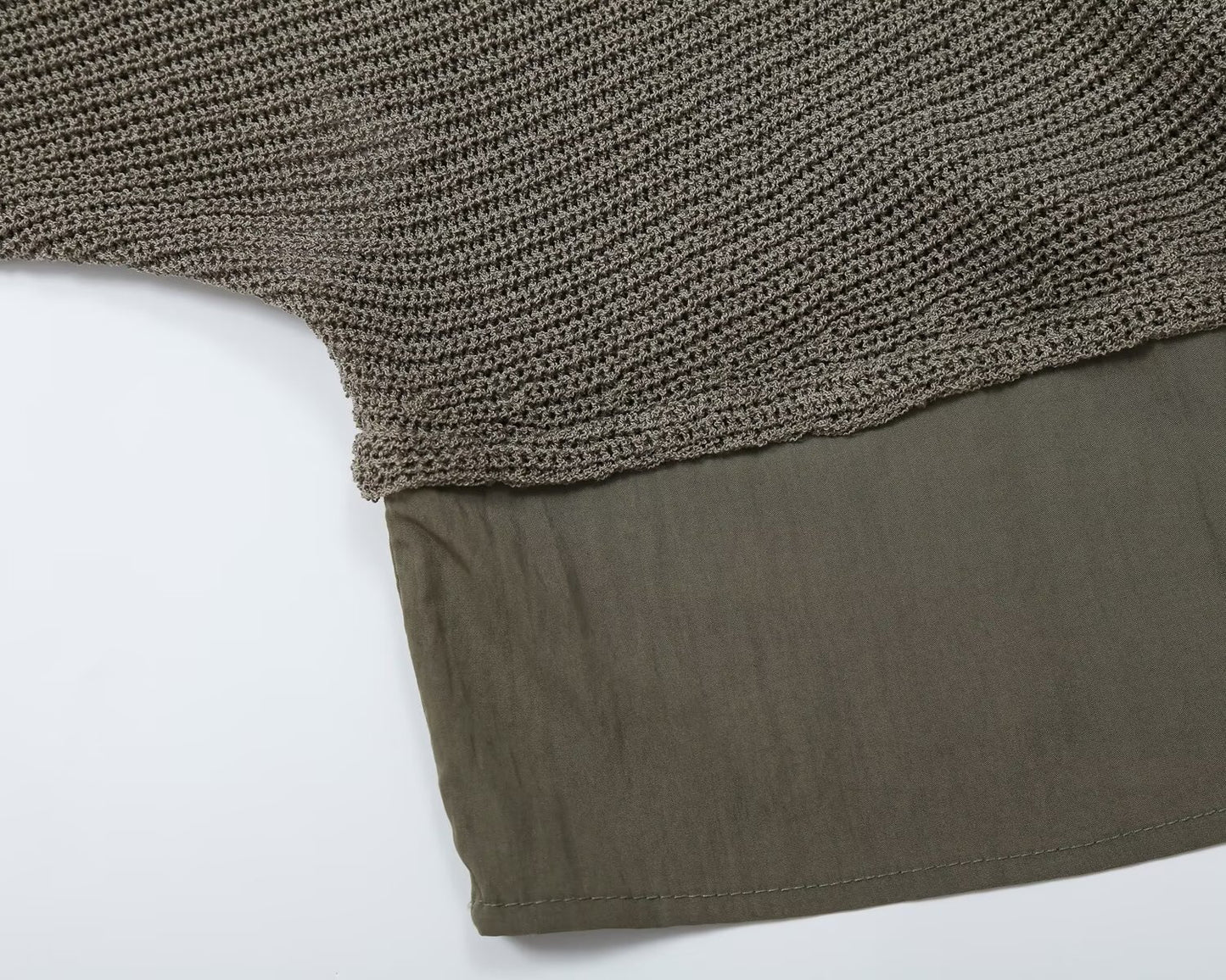 Women's knot decoration splicing knitted top