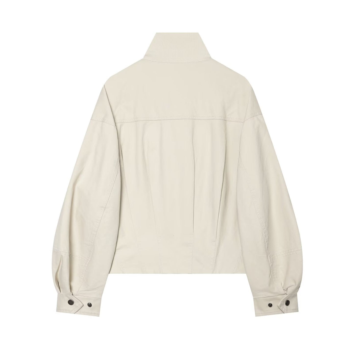 Women's standing collar elastic waisted cotton Coat