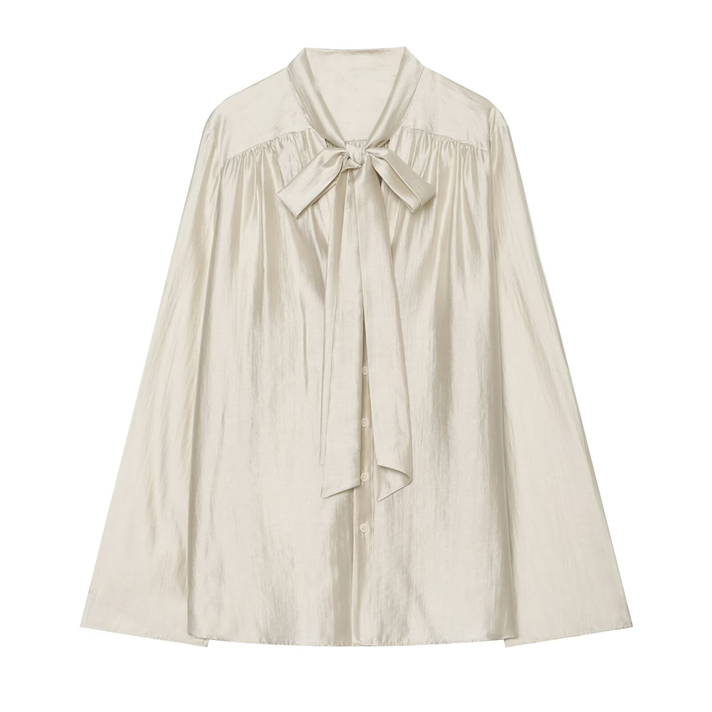 Women's scarf decoration loose V-neck shirt