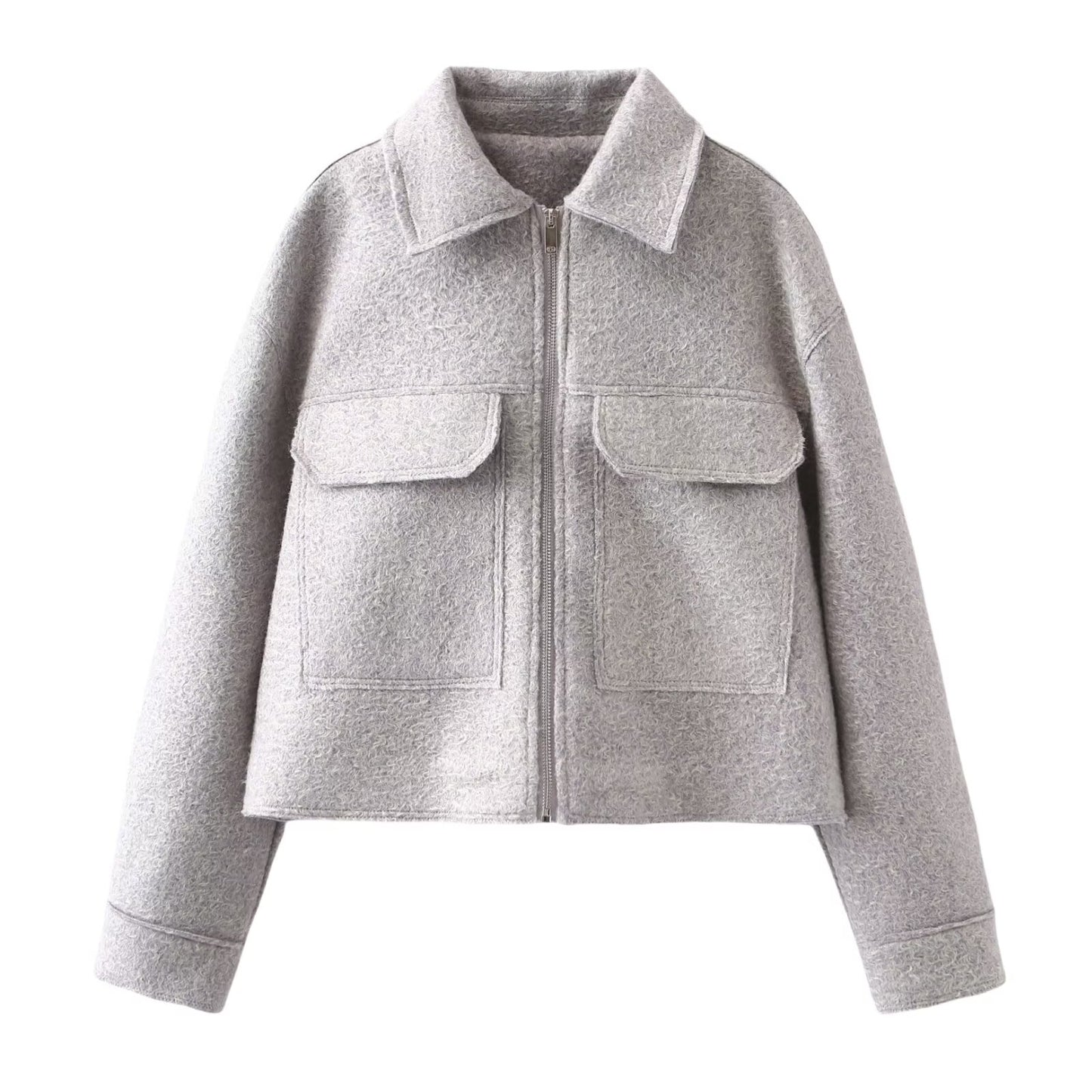 Women's lapel pocket decoration short jacket Coat