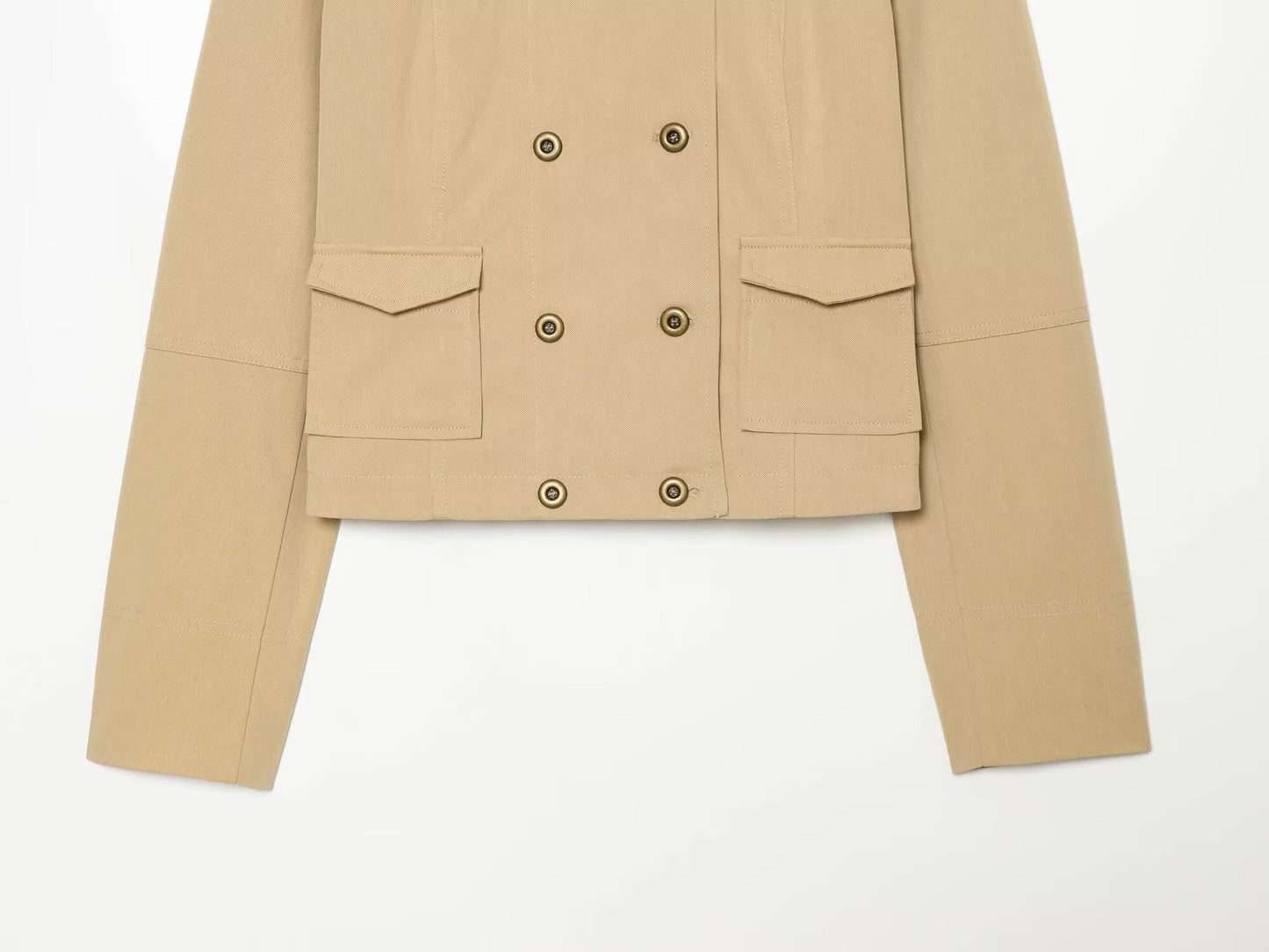 Women's pocket decoration stand collar Coat