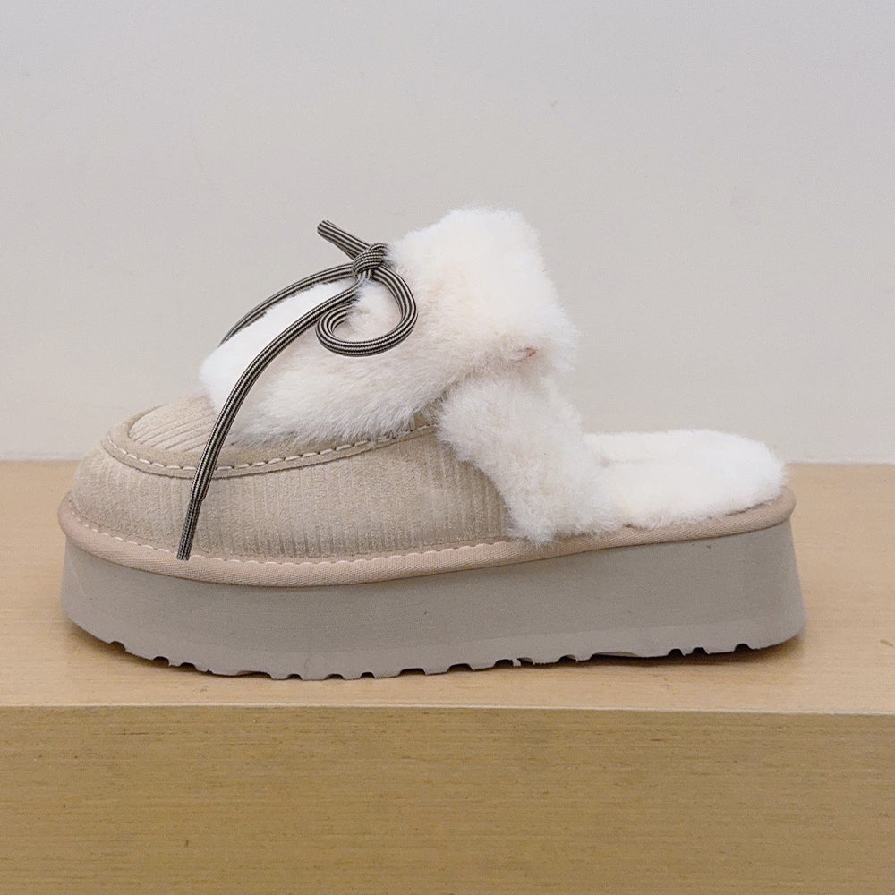 Women's new outer wear plus velvet thick-soled slippers