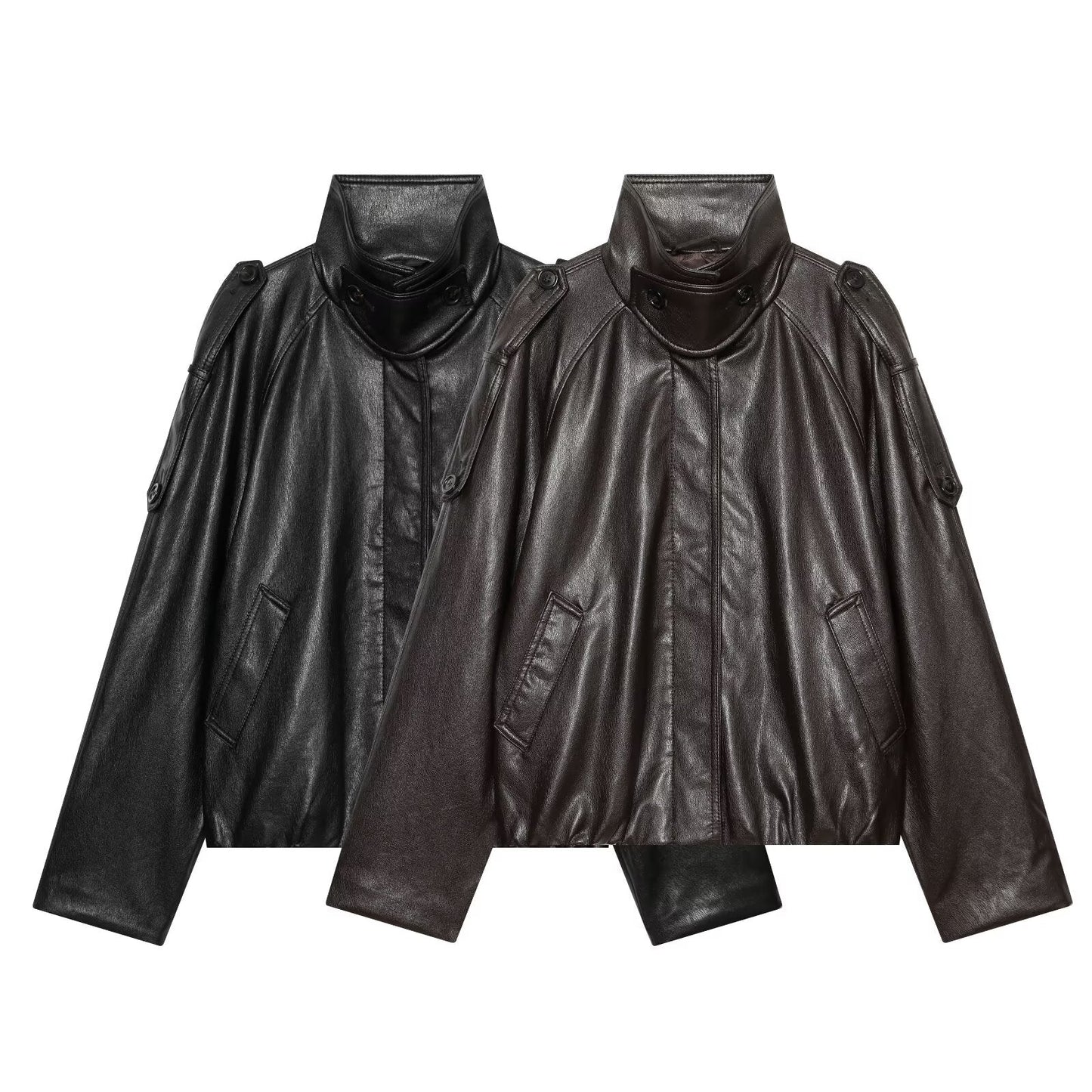Women's casual versatile imitation leather jacket Coat