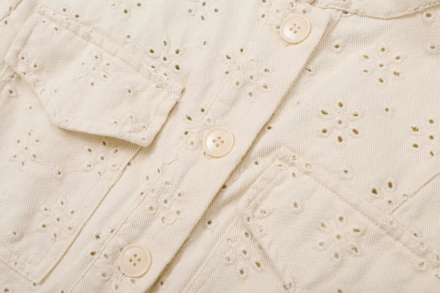 Women's flip pocket decoration hollow jacket Coat