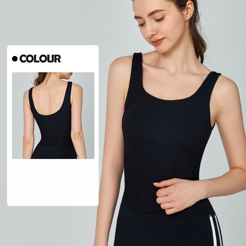 LU Women's new yoga vest with chest pad and waist suture