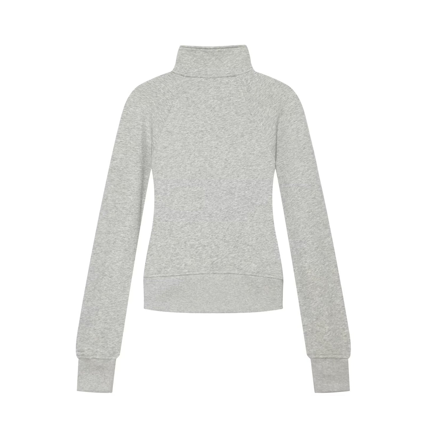 Women's slim stand collar double zipper Coat