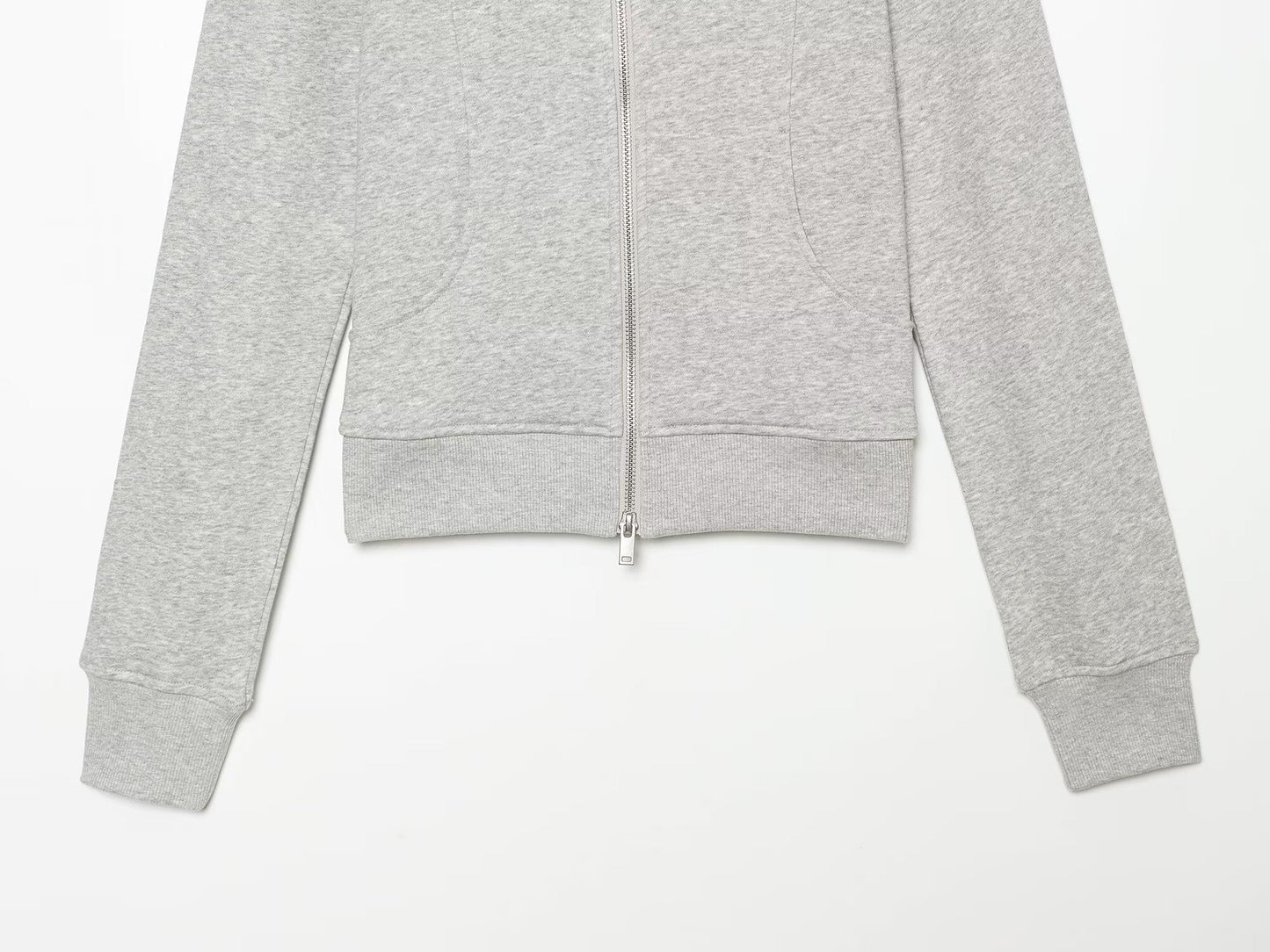 Women's slim stand collar double zipper Coat