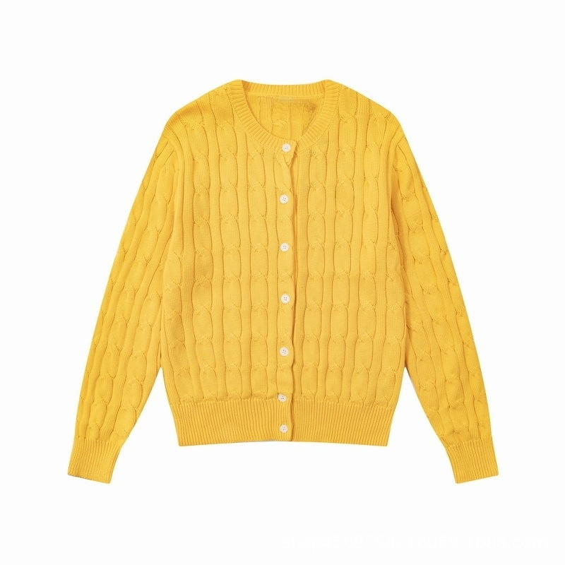 Women's new round neck solid color long sleeve knit cardigan