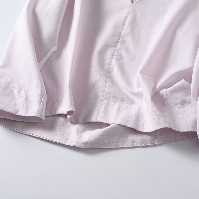 Women's loose V-neck linen blend cover shirt