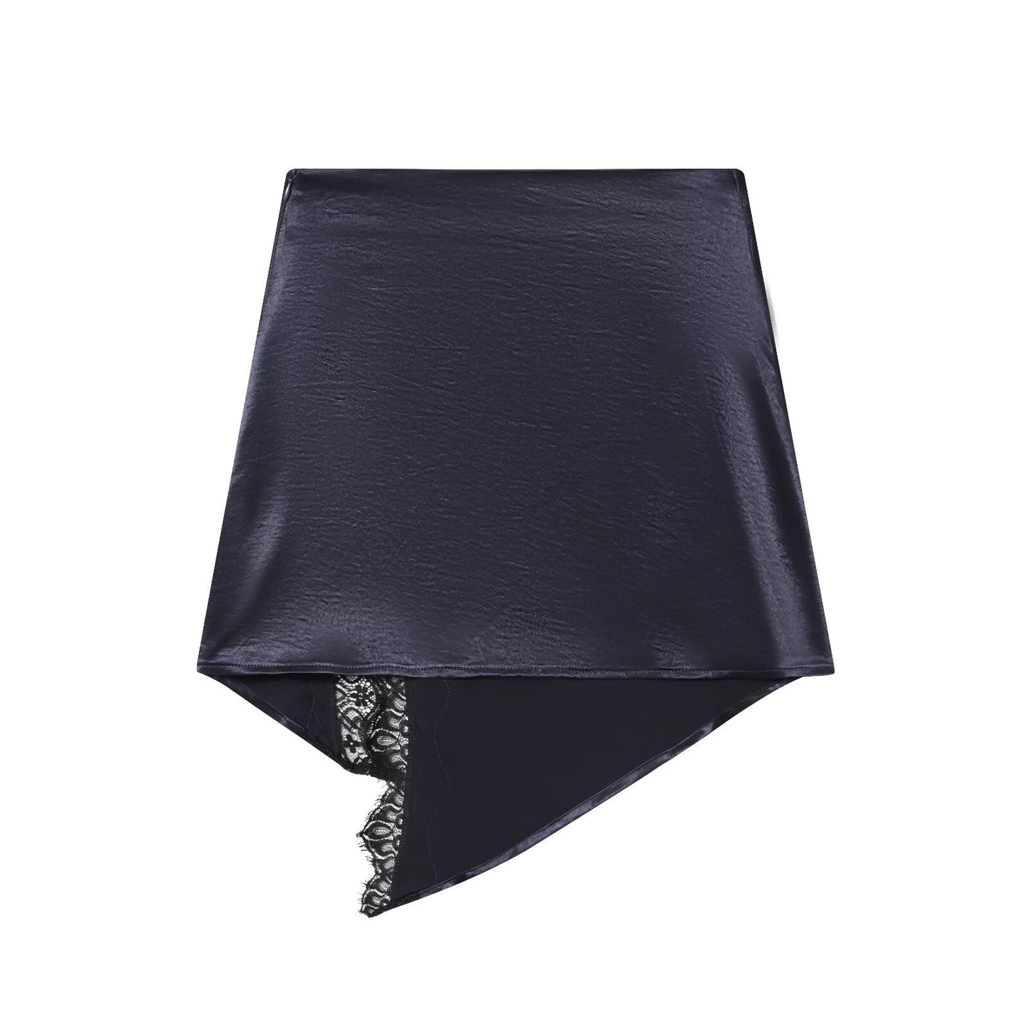 Women's satin textured patchwork lace mini skirt
