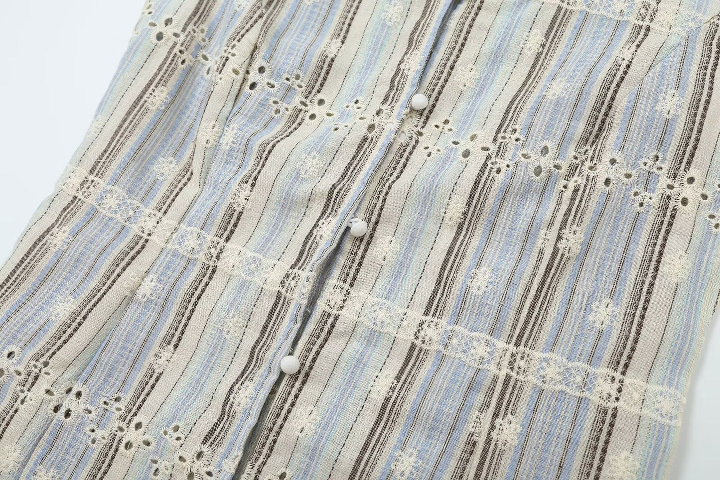 suit Women's 2 pieces sleeveless striped embroidered top+skirt