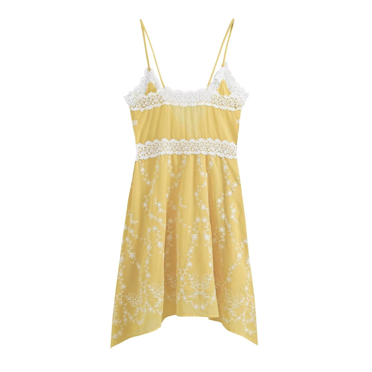 Women's embroidered suspender MIDI dress