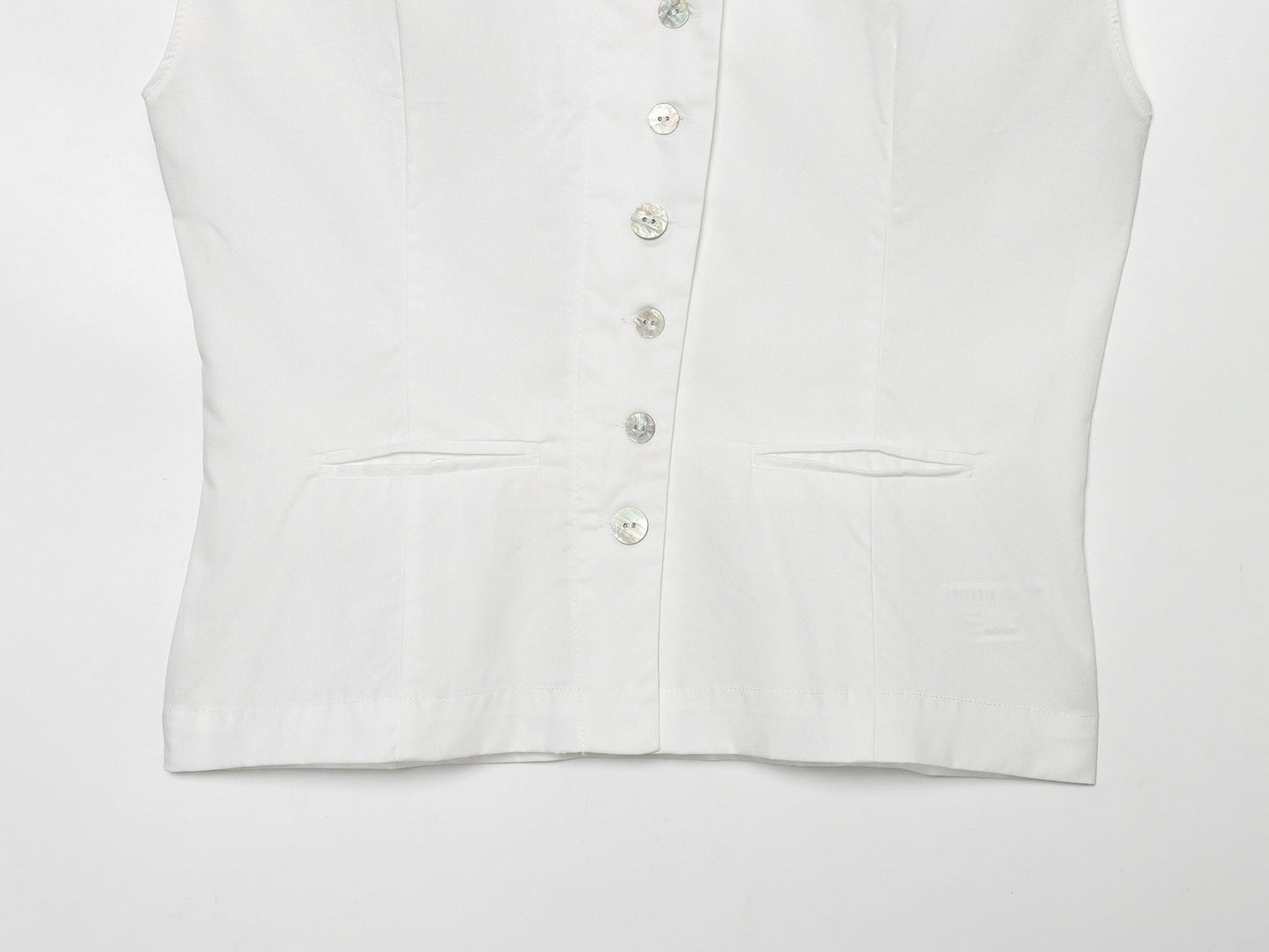 Women's breasted decorative sleeveless lapel top