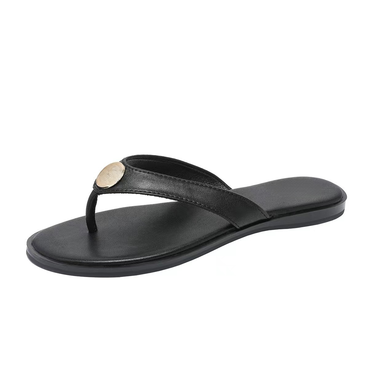 Women's new open-toed flat slippers pinch shoes have a shoe box