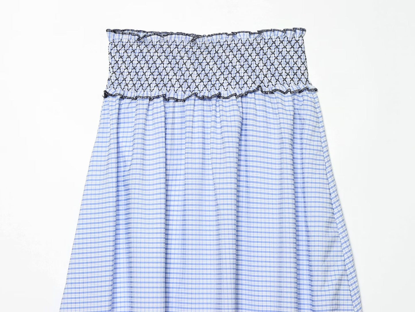 suit Women's 2 pieces embroidered checkered MIDI skirt + tops