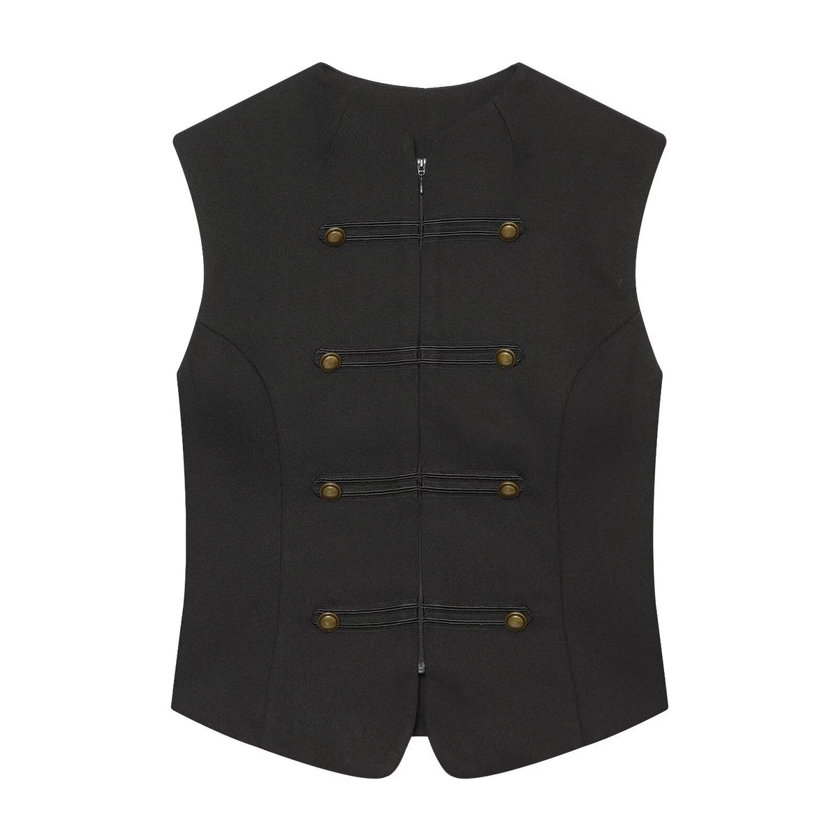 Women's slim double breasted twill vest