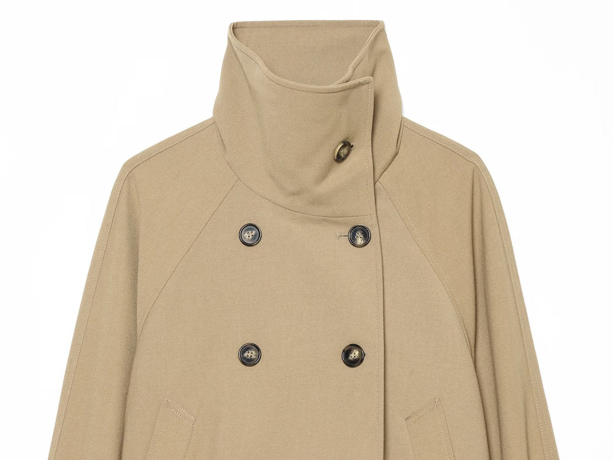 Women's with drawstring double breasted windbreaker Coat