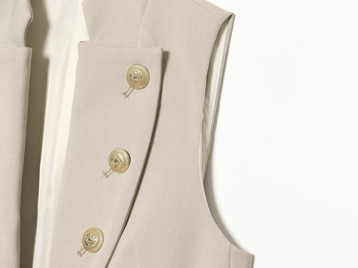 Women's button decoration stand collar vest