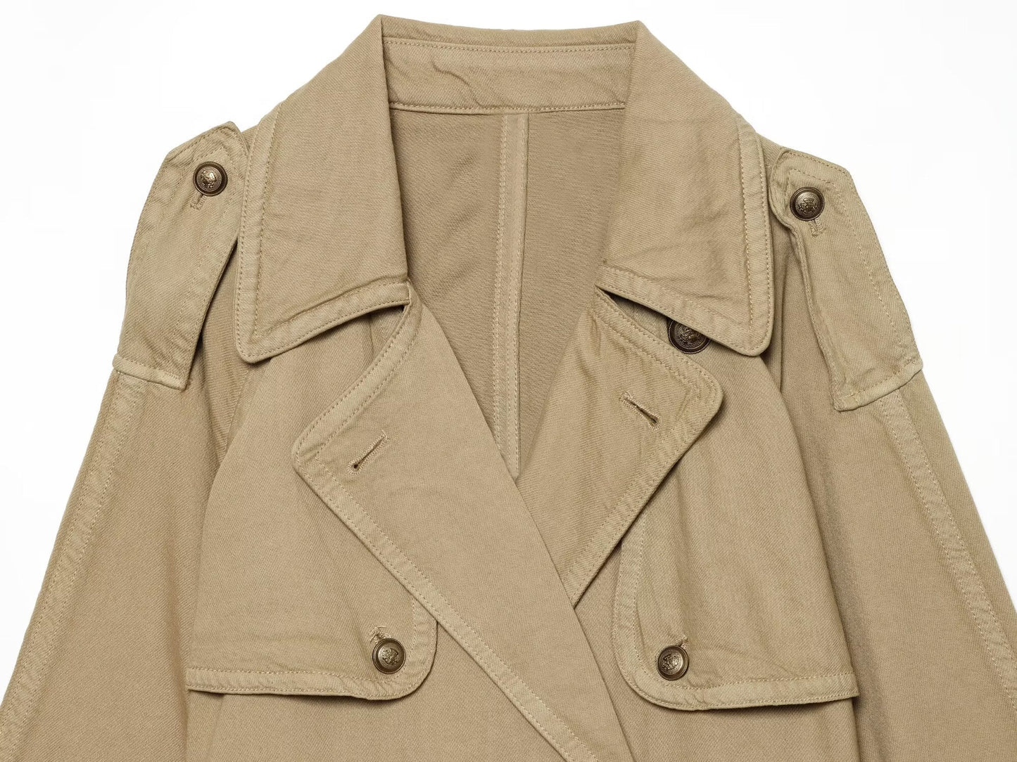 Women's with Belt Lapel short windbreaker Coat