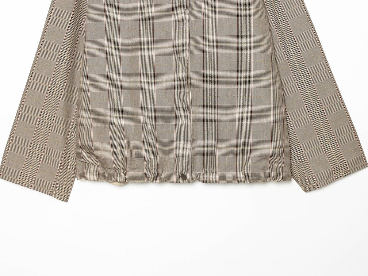 Women's double-sided wear short plaid windbreaker Coat