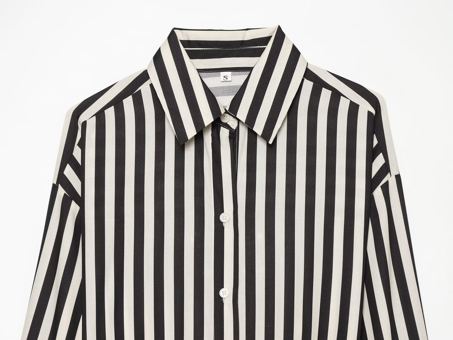 Women's patchwork waistband decorative striped shirt
