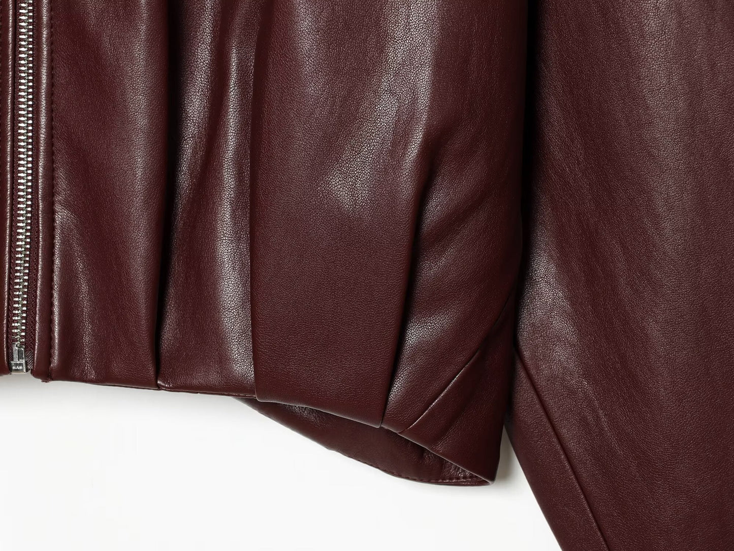 Women's casual versatile faux leather zipper Coat