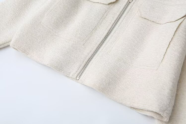 Women's lapel pocket decoration short jacket Coat
